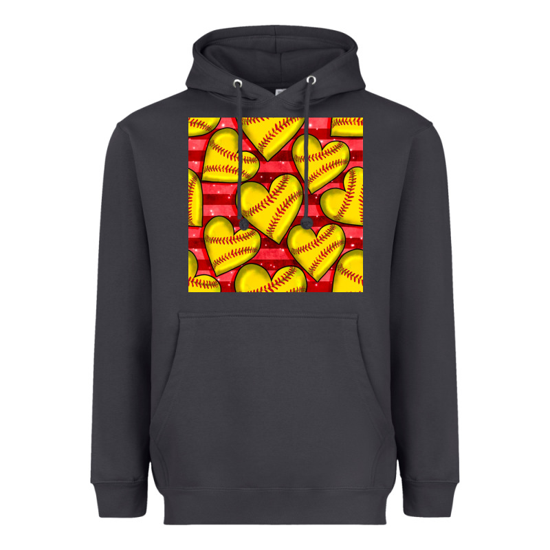 Softball Hearts Seamless Pattern Heavyweight Hoodie by BundleAndBundleShop | Teevron