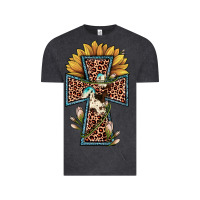 Vintage Black leopard cross  sunflower Vintage Tee - JahusDesignShop