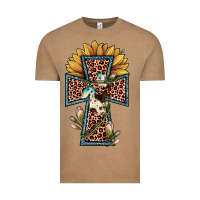 Vintage Coffee leopard cross  sunflower Vintage Tee - JahusDesignShop