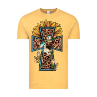 Vintage Mustard leopard cross  sunflower Vintage Tee - JahusDesignShop