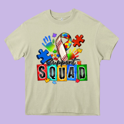 Baseball Support Squad Autism Heavy Core Tee Designed By Zillion Design Studio