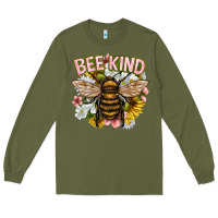 Army Green bee kind Long Sleeve Tee - NancyCooperArtShop