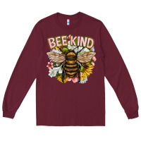 Burgundy bee kind Long Sleeve Tee - NancyCooperArtShop