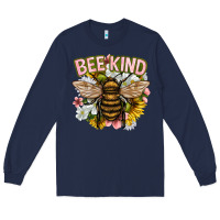 Navy bee kind Long Sleeve Tee - NancyCooperArtShop