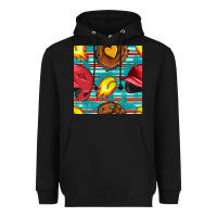 Black softball helmet and glove with serape seamless pattern Heavyweight Hoodie - BundleAndBundleShop