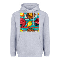 Heather Grey softball helmet and glove with serape seamless pattern Heavyweight Hoodie - BundleAndBundleShop