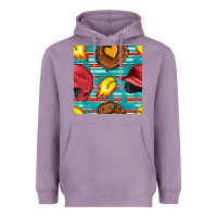 Lavender softball helmet and glove with serape seamless pattern Heavyweight Hoodie - BundleAndBundleShop