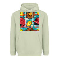 Matcha softball helmet and glove with serape seamless pattern Heavyweight Hoodie - BundleAndBundleShop