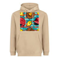 Mushroom softball helmet and glove with serape seamless pattern Heavyweight Hoodie - BundleAndBundleShop