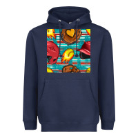 Navy softball helmet and glove with serape seamless pattern Heavyweight Hoodie - BundleAndBundleShop