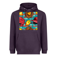 Plum softball helmet and glove with serape seamless pattern Heavyweight Hoodie - BundleAndBundleShop