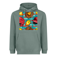 Sage softball helmet and glove with serape seamless pattern Heavyweight Hoodie - BundleAndBundleShop