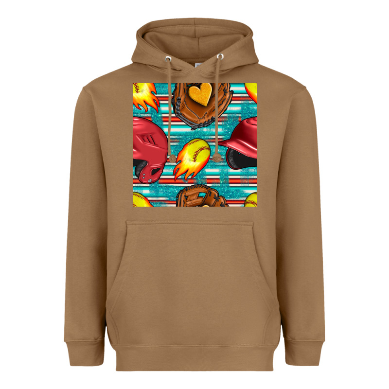 Softball Helmet And Glove With Serape Seamless Pattern Heavyweight Hoodie by BundleAndBundleShop | Teevron