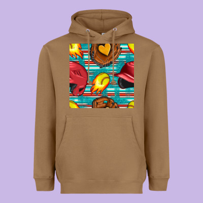 Softball Helmet And Glove With Serape Seamless Pattern Heavyweight Hoodie Designed By Bundleandbundleshop