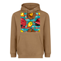 Toasted Coconut softball helmet and glove with serape seamless pattern Heavyweight Hoodie - BundleAndBundleShop