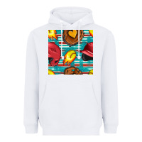 White softball helmet and glove with serape seamless pattern Heavyweight Hoodie - BundleAndBundleShop