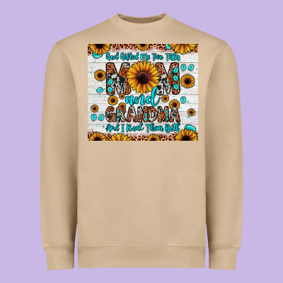 God Gifted Me Two Titles Mom And Grandma And I Rock Them Both Heavyweight Sweatshirt Designed By Jahusdesignshop