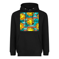 Black softball sunflowers with serape seamless pattern Heavyweight Hoodie - BundleAndBundleShop