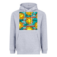 Heather Grey softball sunflowers with serape seamless pattern Heavyweight Hoodie - BundleAndBundleShop