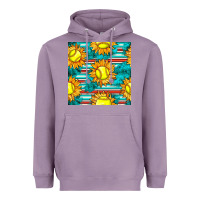 Lavender softball sunflowers with serape seamless pattern Heavyweight Hoodie - BundleAndBundleShop