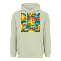 Matcha softball sunflowers with serape seamless pattern Heavyweight Hoodie - BundleAndBundleShop