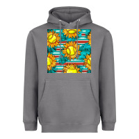 Softball Sunflowers With Serape Seamless Pattern Heavyweight Hoodie | Teevron