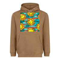 Toasted Coconut softball sunflowers with serape seamless pattern Heavyweight Hoodie - BundleAndBundleShop