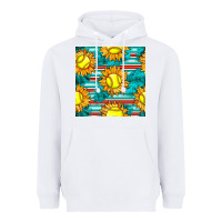 White softball sunflowers with serape seamless pattern Heavyweight Hoodie - BundleAndBundleShop