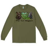 Army Green Peace Love Chimpanzee Long Sleeve Tee - LillyAllenDesigns