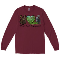 Burgundy Peace Love Chimpanzee Long Sleeve Tee - LillyAllenDesigns