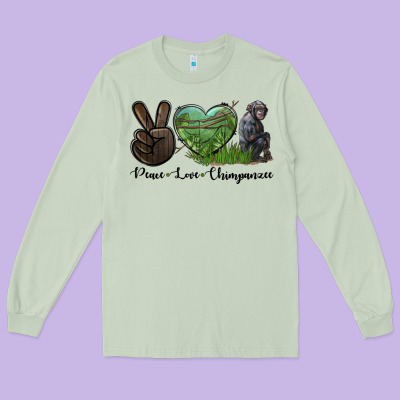 Peace Love Chimpanzee Long Sleeve Tee Designed By Lillyallendesigns