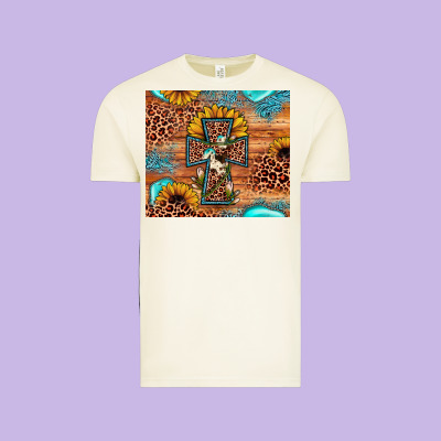 Leopard Cross Sunflower Vintage Tee Designed By Jahusdesignshop