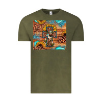 Vintage Olive leopard cross sunflower Vintage Tee - JahusDesignShop