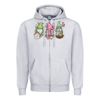 Heather Grey spring gnomes Zipper Hoodie - MaliasSmallBusiness