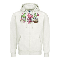 Oatmeal Heather spring gnomes Zipper Hoodie - MaliasSmallBusiness