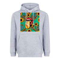 Heather Grey softball lips sunflowers and gemstones seamless pattern Heavyweight Hoodie - BundleAndBundleShop
