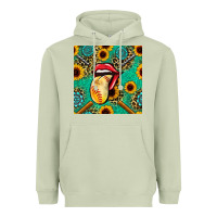 Matcha softball lips sunflowers and gemstones seamless pattern Heavyweight Hoodie - BundleAndBundleShop