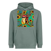 Sage softball lips sunflowers and gemstones seamless pattern Heavyweight Hoodie - BundleAndBundleShop