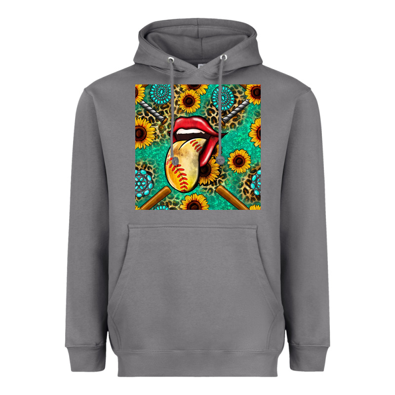 Softball Lips Sunflowers And Gemstones Seamless Pattern Heavyweight Hoodie by BundleAndBundleShop | Teevron