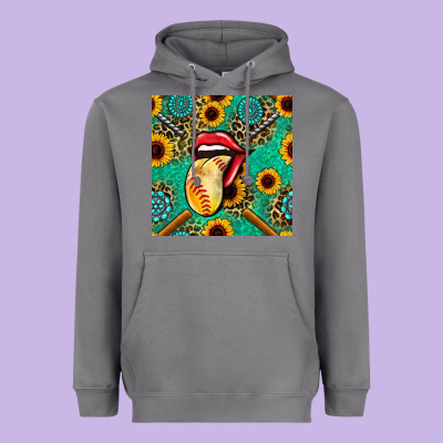 Softball Lips Sunflowers And Gemstones Seamless Pattern Heavyweight Hoodie Designed By Bundleandbundleshop