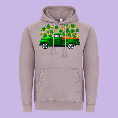 St Patricks Shamrock Gold Truck Vintage Hoodie Designed By Fadigitalartstudio