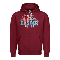 Burgundy happy easter Zipper Hoodie - MaliasSmallBusiness