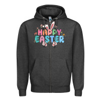 Charcoal Heather happy easter Zipper Hoodie - MaliasSmallBusiness