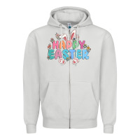 Dove Grey happy easter Zipper Hoodie - MaliasSmallBusiness