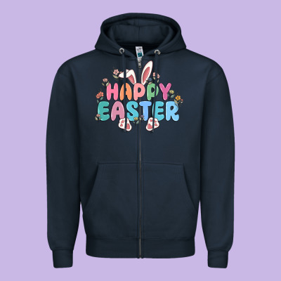 Happy Easter Zipper Hoodie Designed By Maliassmallbusiness