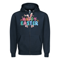 Navy happy easter Zipper Hoodie - MaliasSmallBusiness