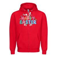 Red happy easter Zipper Hoodie - MaliasSmallBusiness