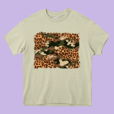 Camouflage And Leopard Background Heavy Core Tee Designed By Artiststas
