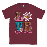 Burgundy valentines day love like jesus Classic Tee - AdoDesignShop