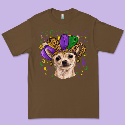 Premium Tee mardi gras hat chihuahua